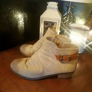 Camel colored booties.